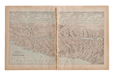Cram's 1907 Holy Land map, a vintage birds-eye view on aged paper with blue-green water.