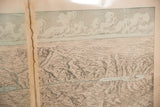 1907 Holy Land map featuring Dead Sea, mountainous terrain, and significant central page tear.