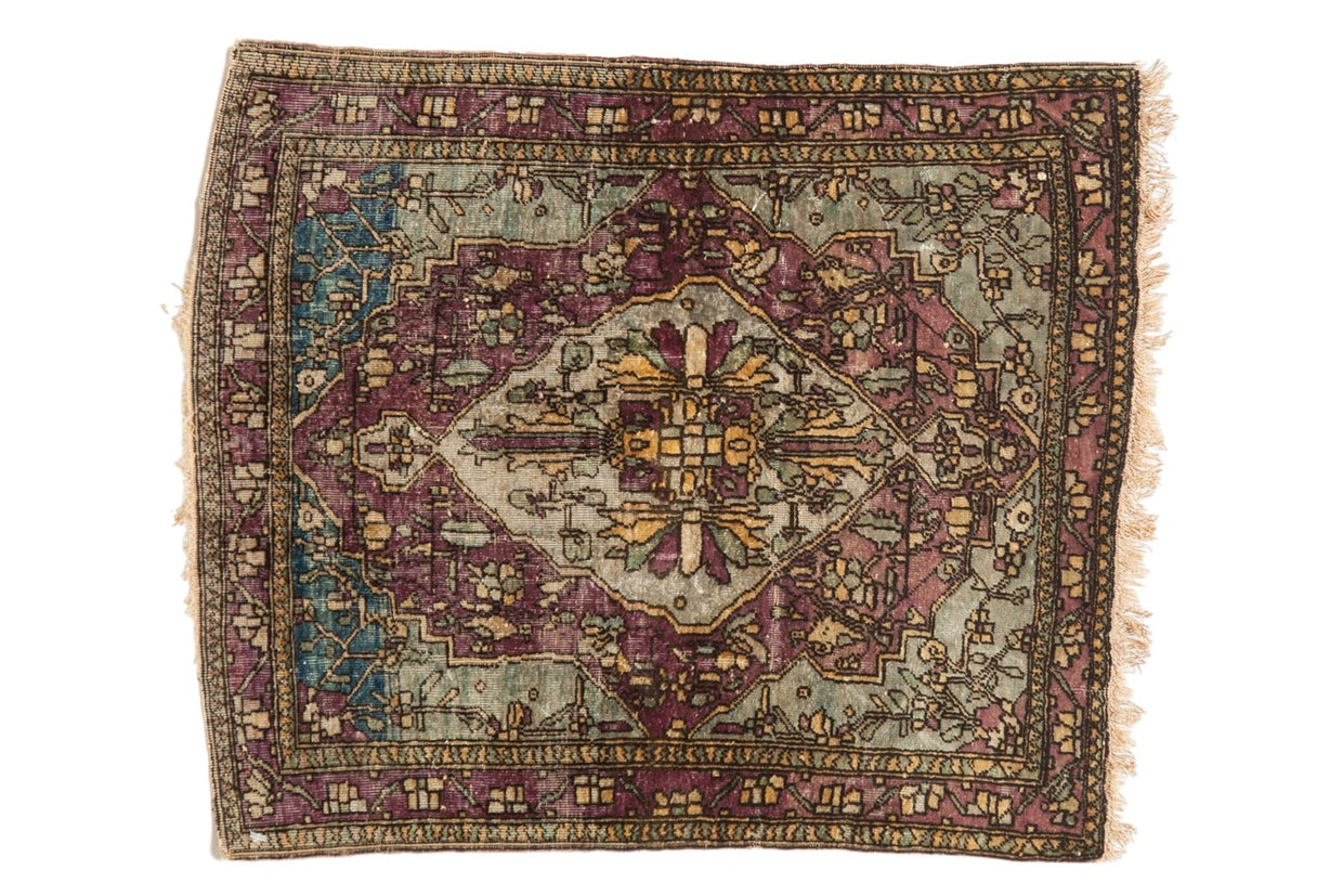 1.5x2 Antique Silk Mohtashem Kashan Square Rug Mat // ONH Item 6329