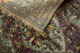 Reverse foundation weave and original fringe on an antique silk Mohtashem Kashan collector rug.