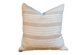 Vintage Linen Throw Pillow, striped gray and white circa 1960s fabric.