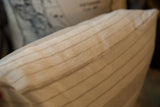 Vintage circa 1960s linen pillow fabric with light neutral stripes.