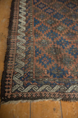 Antique Belouch rug border with reciprocating wave and Laleh Abassi pawn motifs, mostly even wear.
