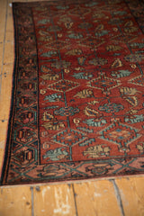 Vintage Hamadan rug showing the Mir Serbend border's unusual coloration and Herati-like field.