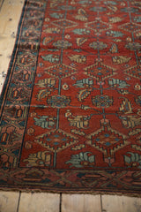 Unusual blush and sky blue Mir Serbend border on a vintage Hamadan rug runner.