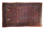 Antique Kashan rug, tree of life, leopards, peacocks, birds, dark raspberry red, indigo.