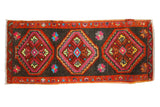 Vintage Oushak rug with triple stepped medallions and colorful floral motifs, 1'4