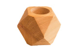 Geometric natural cedar wood air plant holder with a smooth multifaceted design.