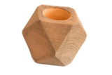 Geometric wooden air plant planter with natural cedar grain, measuring 4x4 inches.