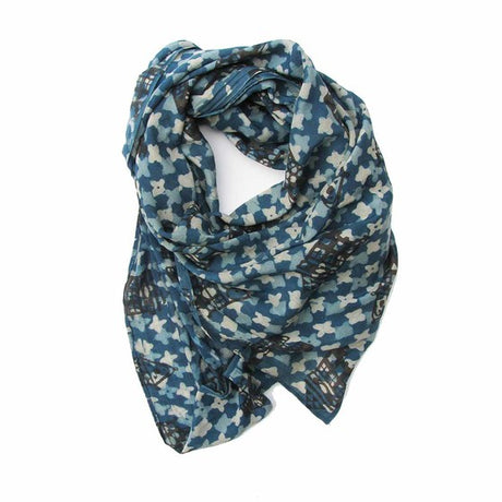 Artisan Handmade Scarf "Mosaic Indigo" // ONH Item 6416