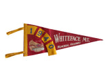 Vintage 1940 Whiteface Mt. Memorial Highway felt pennant, red, yellow date, and Toll House graphic.
