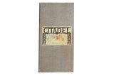 Vintage Parker Brothers Citadel game board, folded, grey textured cover, colorful illustrated label.
