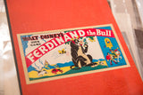 Vibrant, original 1930s Ferdinand the Bull game board label with detailed graphics.