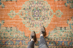  Vintage Distressed Oushak Carpet / Item 6450 image 2