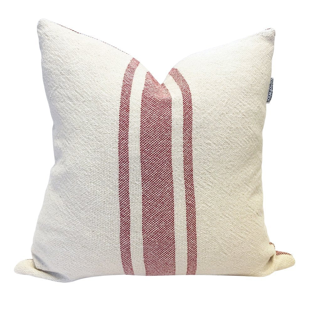 Loomination Woven Pillow Vintage Stripe Wine Red // ONH Item 6452