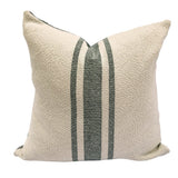 Loomination Woven Pillow, vintage hunter green vertical stripes on hand-woven off-white cotton.