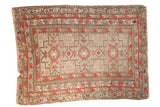 Antique Caucasian rug, bold geometric triple medallions in silver, brick red, and charcoal, 3'11