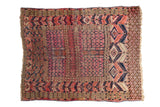 Antique Turkmen rug, early 20th century, vibrant fuchsia, navy, ivory tent cover design, 3'8