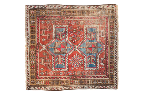 3'8" x 3'9" Vintage Caucasian Square Rug / Item 6529 image 1