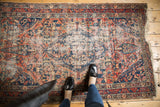 Antique Malayer rug, faded cherry red and indigo, serrated medallion with Cyprus trees.