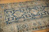 Antique Shirvan rug geometric borders, navy, sand, ivory colors, mostly even pile wear.