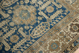 Antique Shirvan rug's geometric serrated leaf pattern in navy, ivory, and mostly even wear.