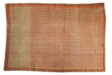 Fine antique Persian Senneh rug with banded terra cotta and ivory stripes featuring intricate seed motifs.