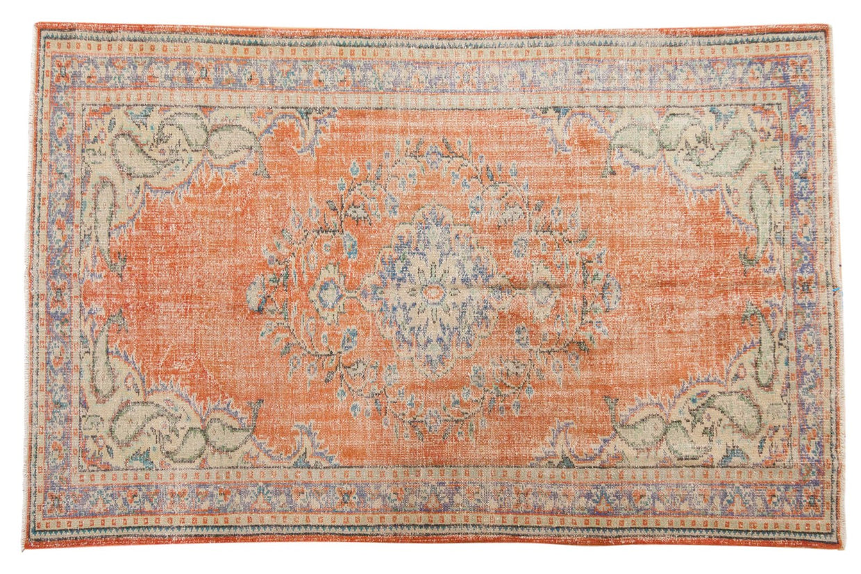 5.5x9 Vintage Distressed Oushak Carpet // ONH Item 6556