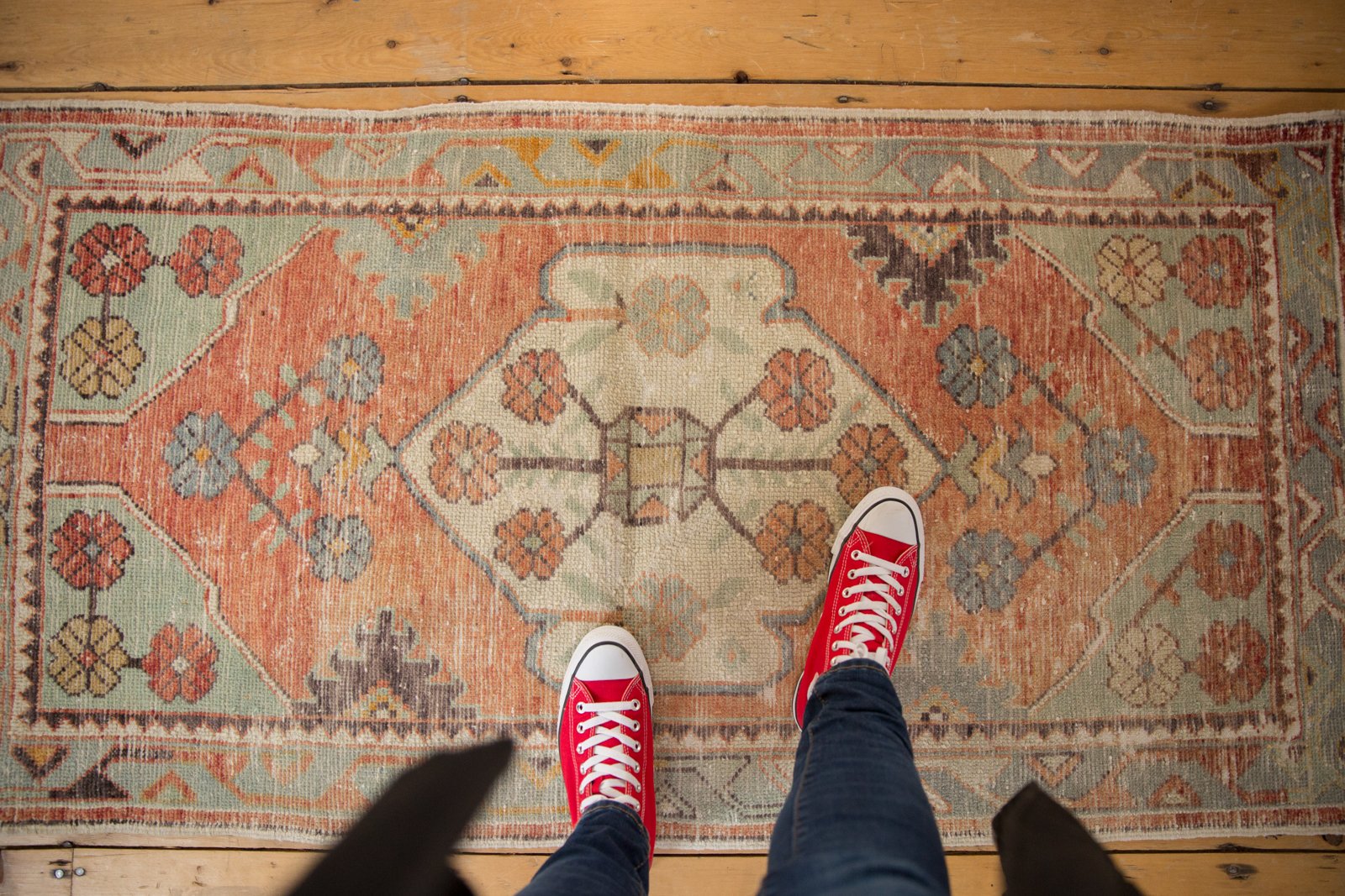 Vintage Distressed Oushak Rug Runner / ONH item 6564 Image 1