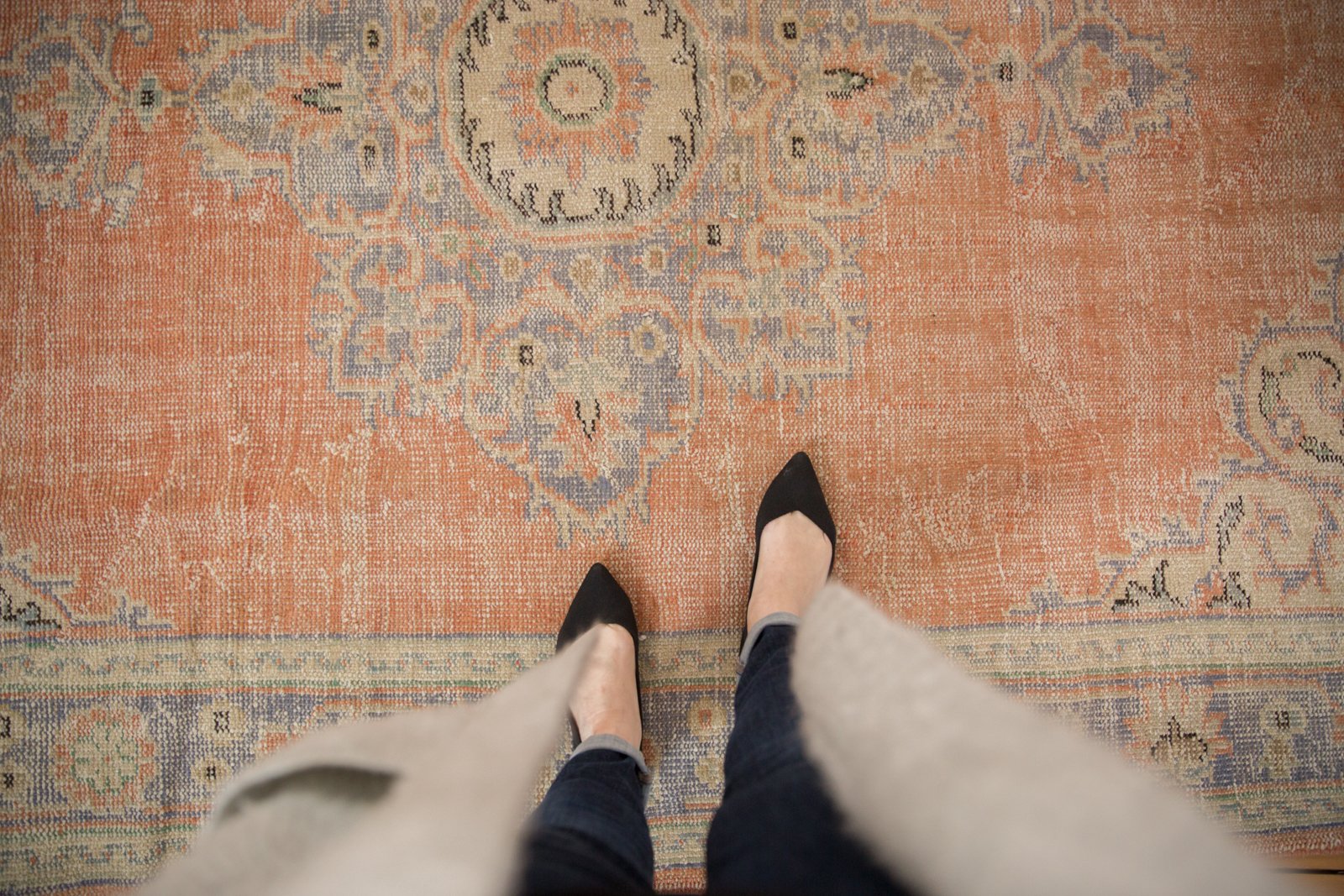  Image Vintage Distressed Oushak Carpet / ONH item 6579 Image 1