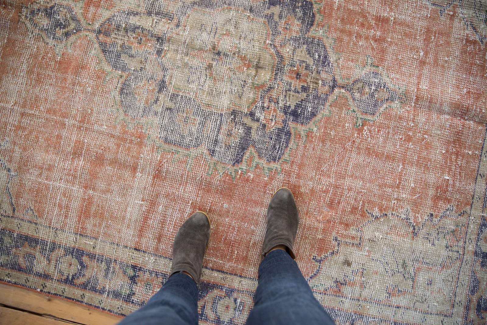 Vintage Distressed Oushak Carpet / ONH item 6596 image 1