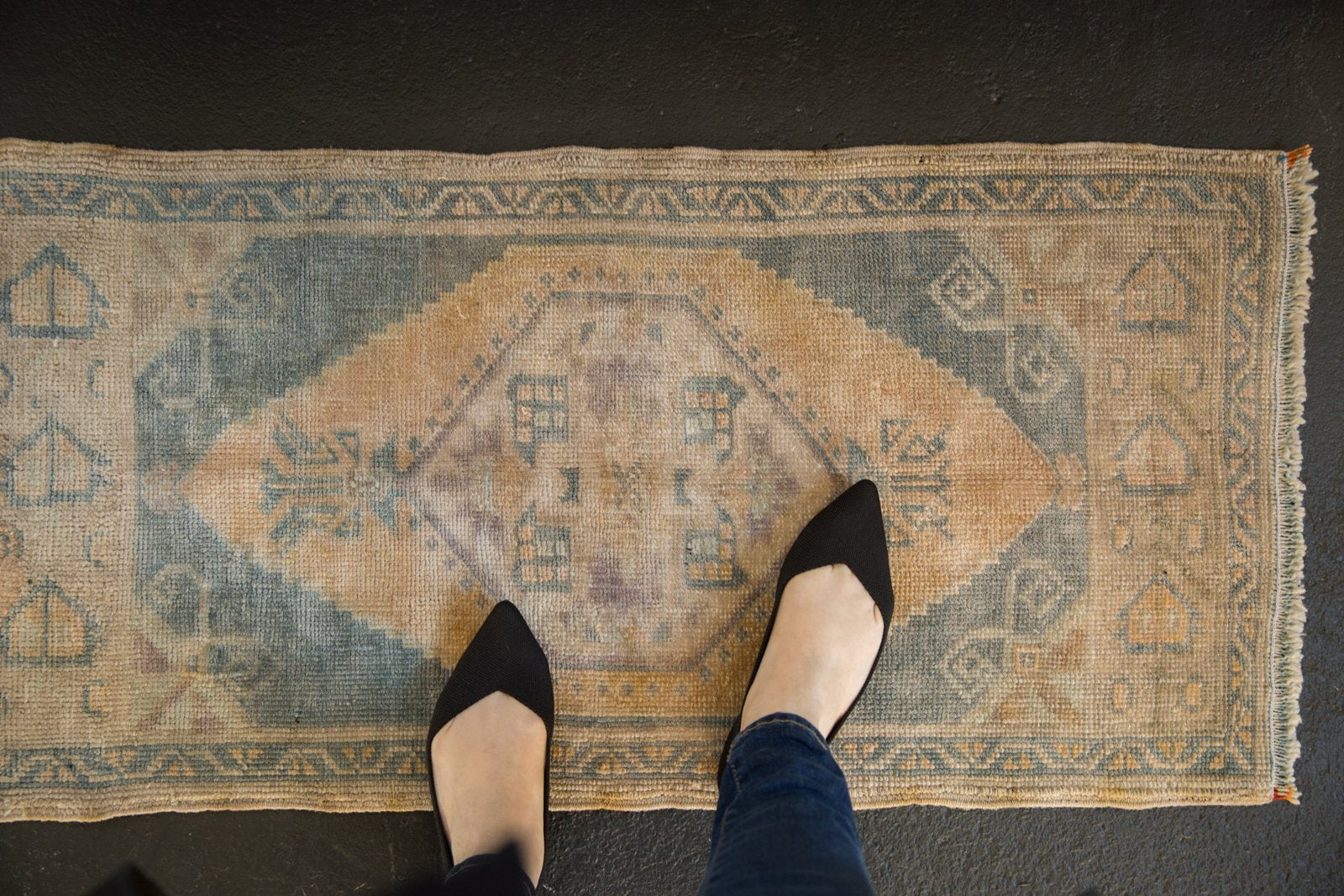 Vintage Distressed Oushak Rug Mat Runner / ONH item 6622 Image 1