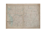 Antique map of Northern Westchester, NY, circa 1908, with beige land and blue waterways.