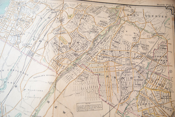 Antique Bronx and City of Yonkers Map // ONH Item 6627 Image 1