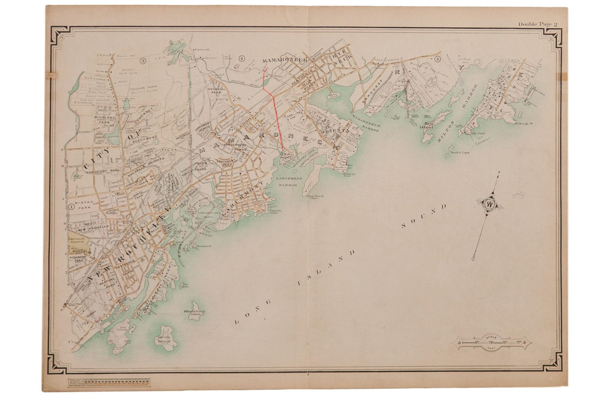 Antique City of New Rochelle, Larchmont and Mamaroneck Map // ONH Item 6628
