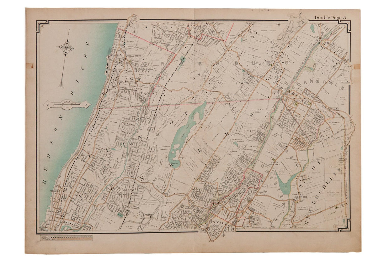 Antique Yonkers and Scarsdale New York Map // ONH Item 6629