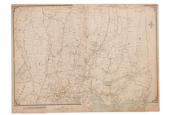 Antique Stamford and Darien CT Map // ONH Item 6632