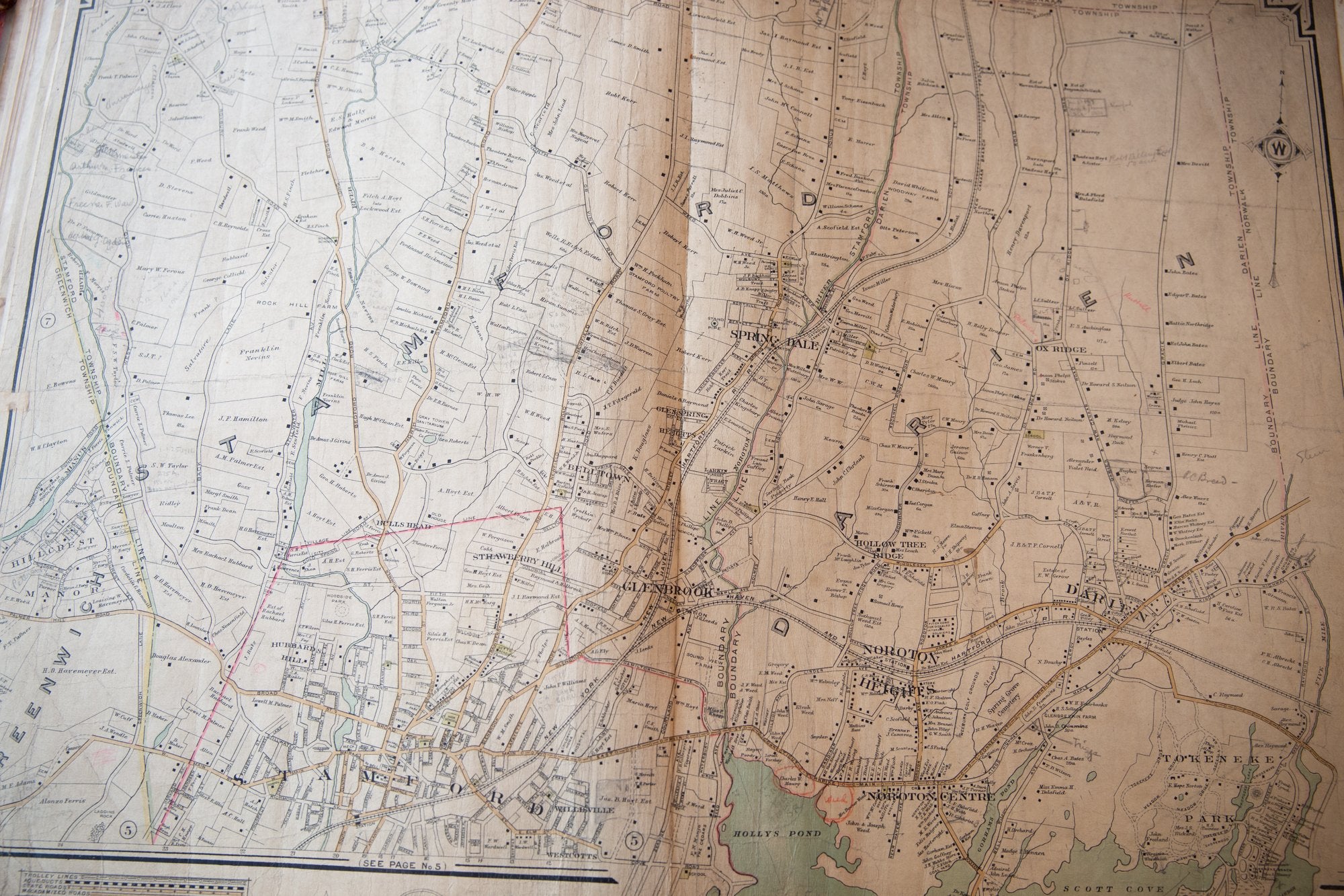 Antique Stamford and Darien CT Map // ONH Item 6632 Image 1