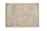 Antique map of Westchester County, featuring Pleasantville, aged ivory, subtle green, and red lines.