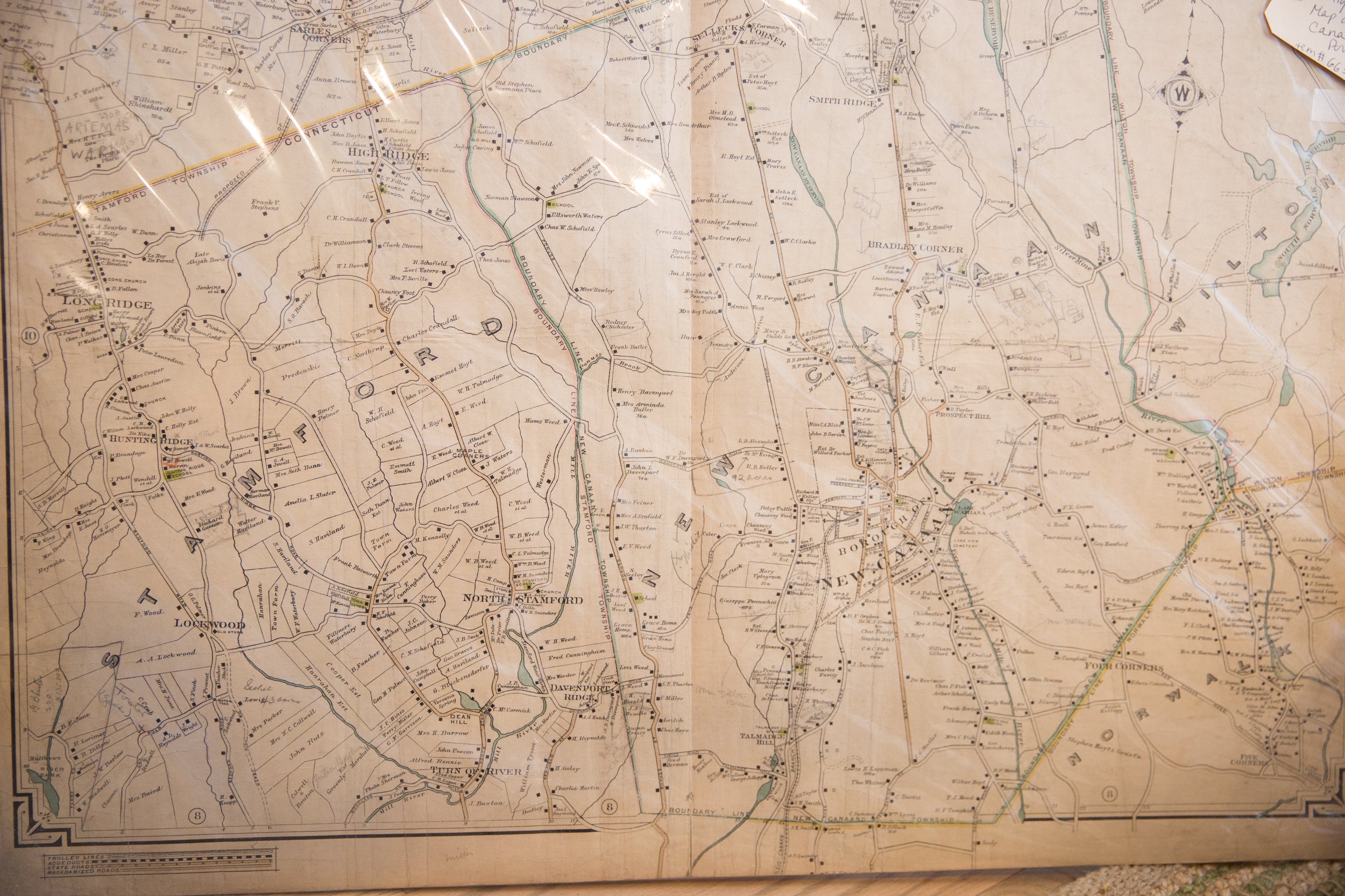 Vintage Map of Pound Ridge NY and New Canaan CT // ONH Item 6635 Image 1