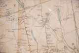 Antique map detail of Bradley Corner and Silver Mine in aged cream.