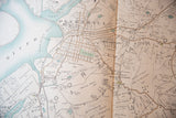 Detailed view of the 1908 antique Peekskill map showing streets and Hudson River.