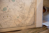 Angled view of vintage Waccabuc map's right side, showing Port Chester and Danbury railroad.