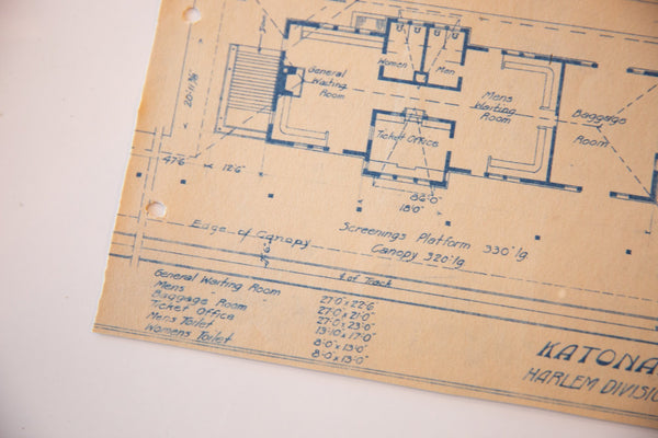 Vintage Katonah NY Train Station Blueprint / ONH Item 6642 Image 3