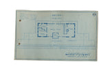 Light blue vintage Chappaqua Train Station blueprint, dark architectural plan, subtle paper creasing.