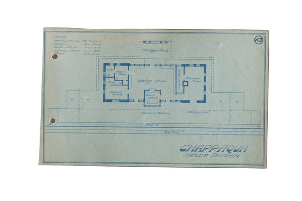 Vintage Chappaqua Train Station Blueprint / ONH Item 6643