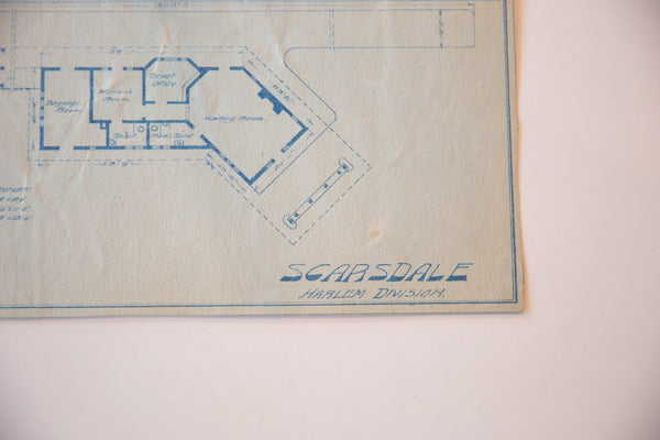 Vintage Scarsdale NY Train Station Blueprint / ONH Item 6644 Image 2