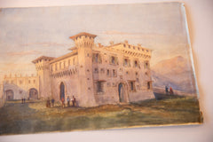 Antique Florence Castle Watercolor Painting / ONH Item 6647 Image 1