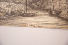 Antique Calstock Plymouth Ship Sketch / ONH Item 6648 Image 3