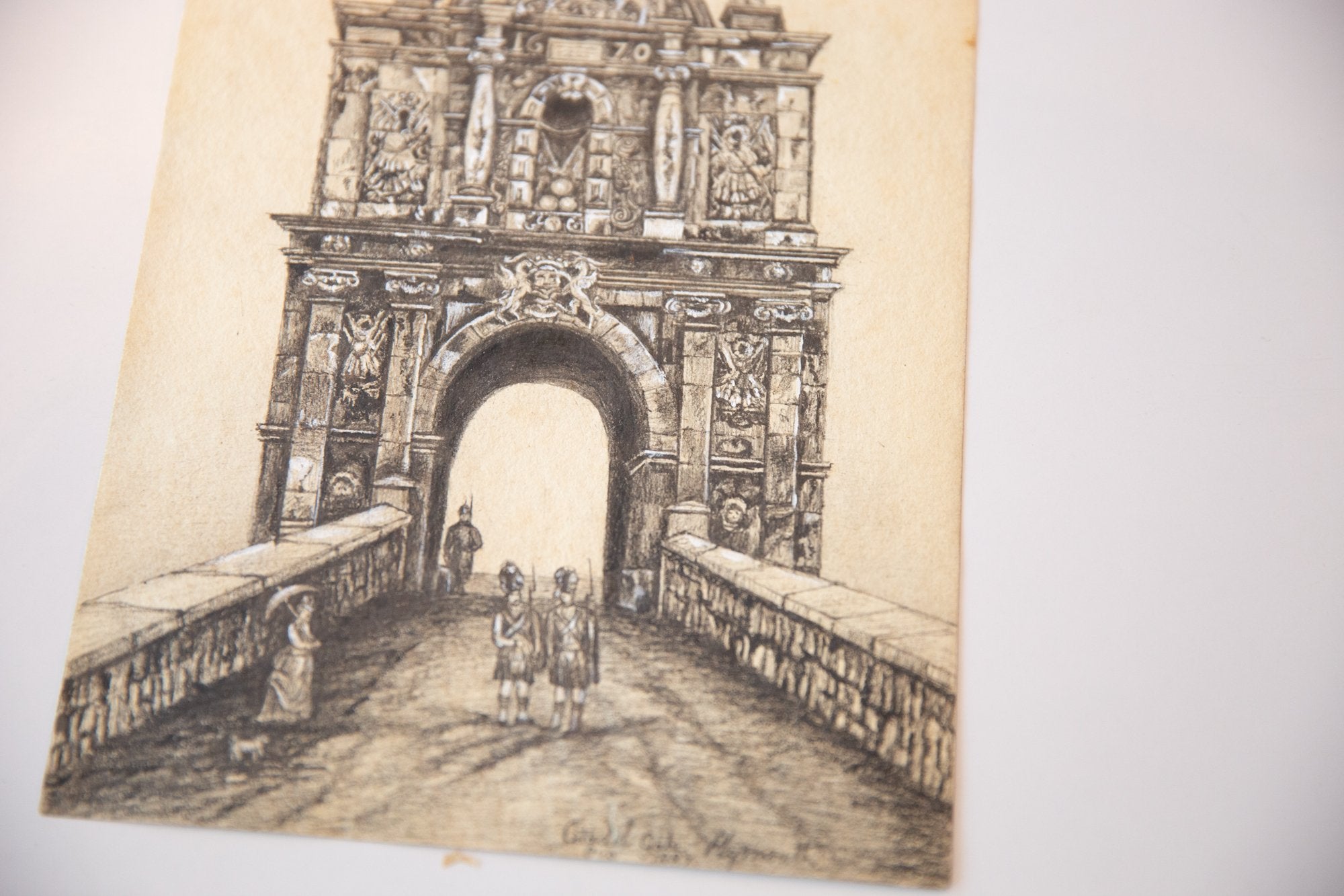 Antique Gate at Citadel Plymouth Drawing / ONH Item 6649 Image 1